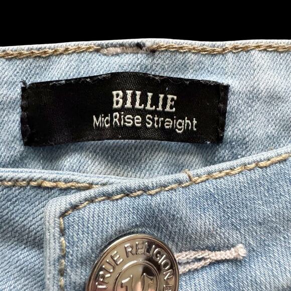 True Religion Billie Jeans Womens 28 Light Wash Mid Rise Straight Denim Pants - Picture 3 of 16